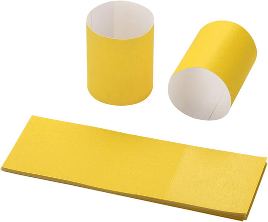 Self-Adhesive Yellow Paper Napkin Bands (500 Count) - 4.25 x 1.5 Inch Professional Napkin Rings - Self-Sealing Disposable Silverware Wrappers for Restaurants & Formal Events GM1108A