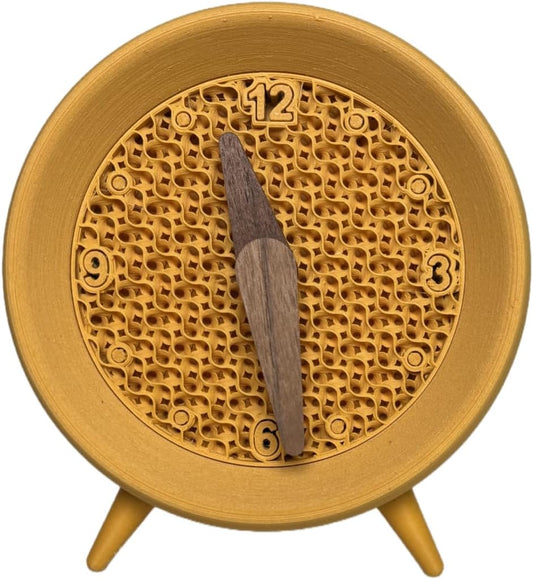 Small Analog Alarm Clock For Table Desk Shelf Bookshelf Nightstand Living Guest Room Decor Aesthetic Modern Vintage Boho Cottagecore Art Deco Cubicle Accessories Anthropologie Home (Ochre Yellow)