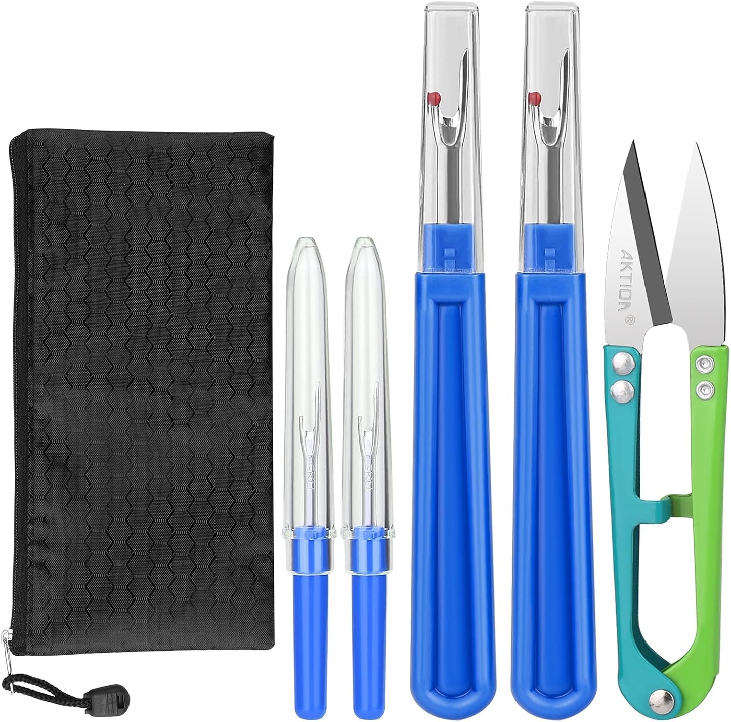 Seam Ripper, Sewing Stitch Ripper and Thread Remover Tool Kit, 2 Big+2 Small Embroidery Cutter and 1 Thread Snip(Yellow)