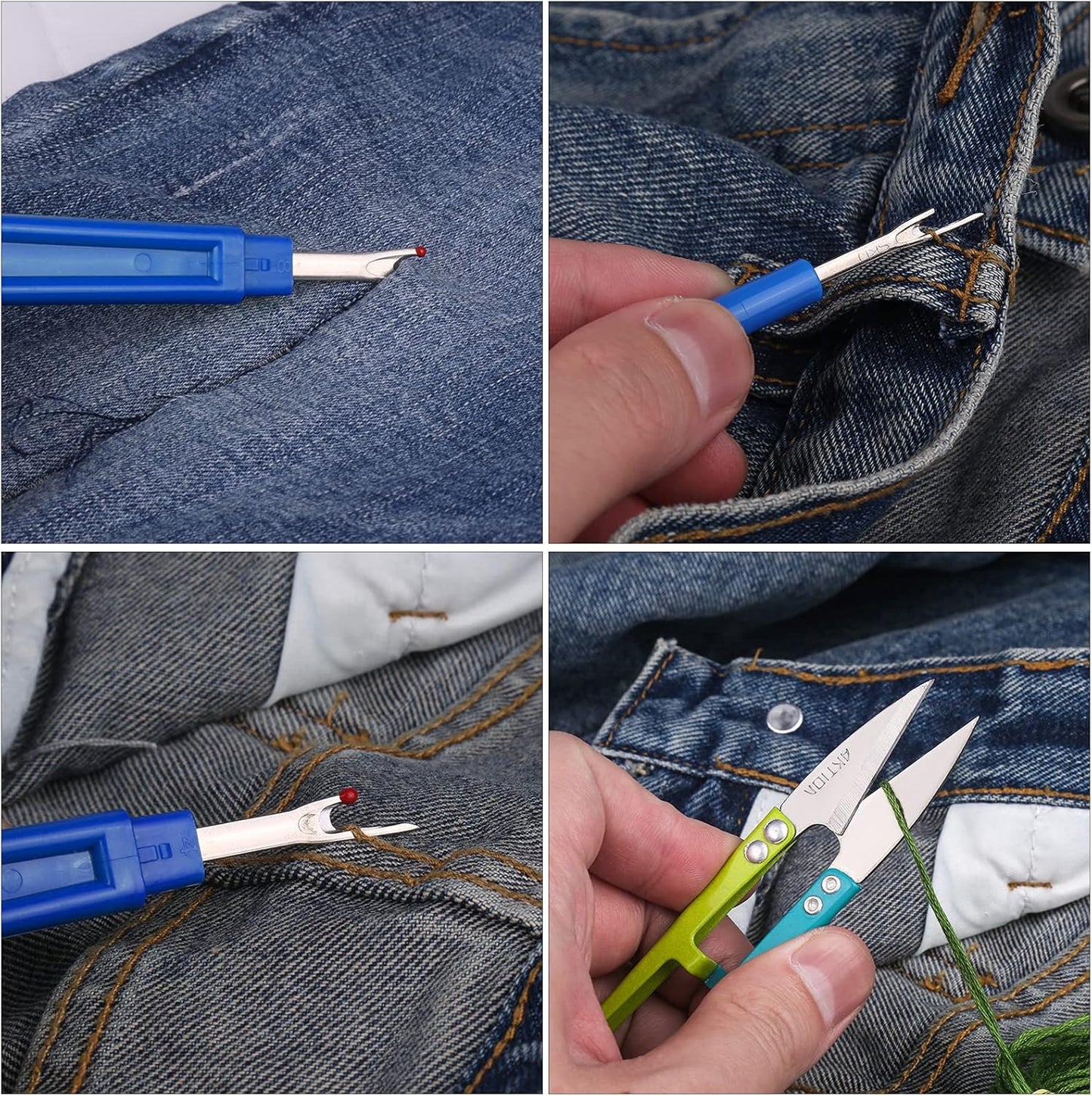 Seam Ripper, Sewing Stitch Ripper and Thread Remover Tool Kit, 2 Big+2 Small Embroidery Cutter and 1 Thread Snip(Yellow)