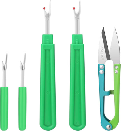 Seam Ripper, Sewing Stitch Ripper and Thread Remover Tool Kit, 2 Big+2 Small Embroidery Cutter and 1 Thread Snip(Yellow)