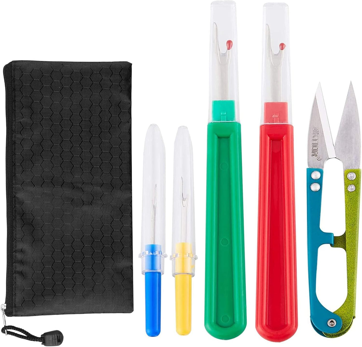 Seam Ripper, Sewing Stitch Ripper and Thread Remover Tool Kit, 2 Big+2 Small Embroidery Cutter and 1 Thread Snip(Yellow)
