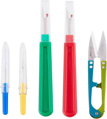 Seam Ripper, Sewing Stitch Ripper and Thread Remover Tool Kit, 2 Big+2 Small Embroidery Cutter and 1 Thread Snip(Yellow)