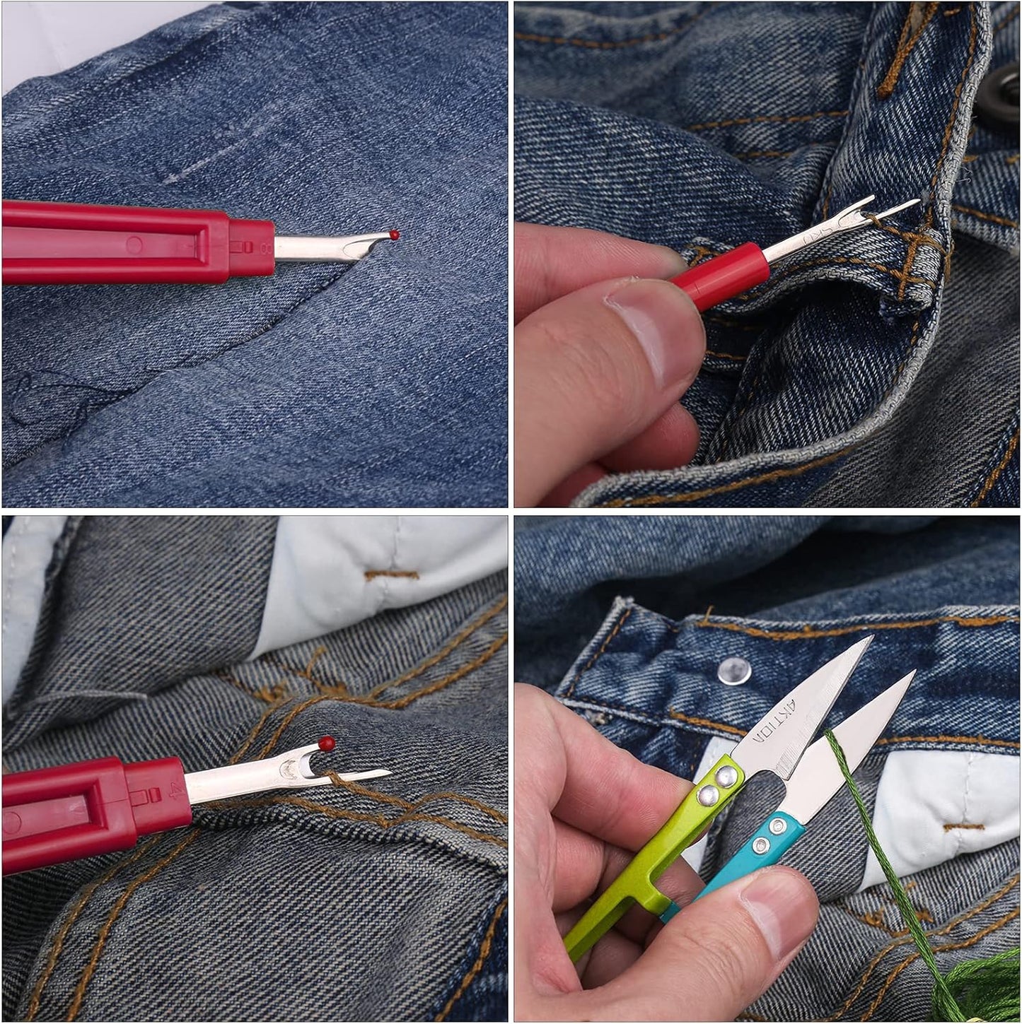 Seam Ripper, Sewing Stitch Ripper and Thread Remover Tool Kit, 2 Big+2 Small Embroidery Cutter and 1 Thread Snip(Yellow)