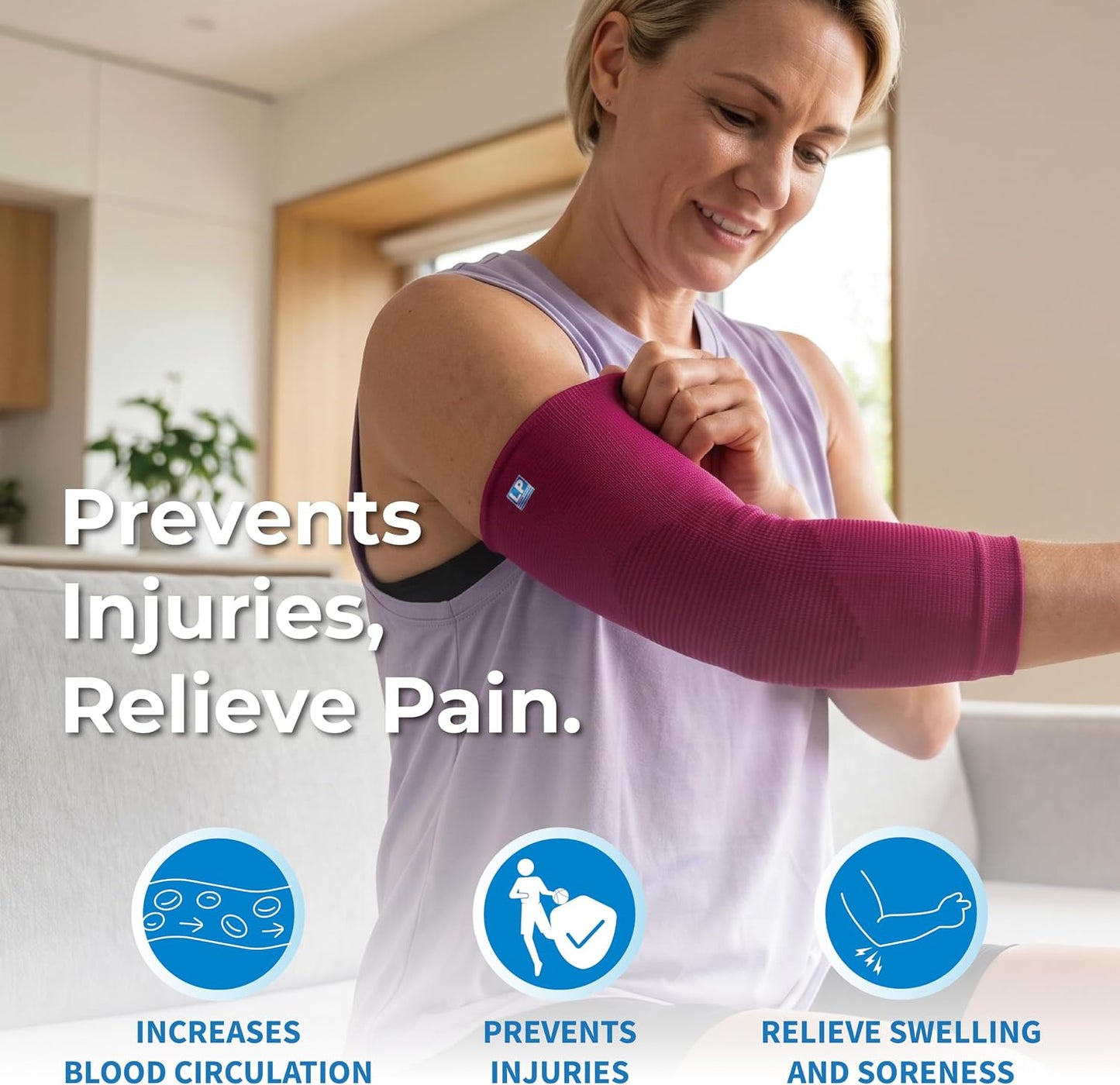 668 Compression Arm Sleeve for Workouts, Sports & Pickleball, Golf and Tennis Elbow Pain relief for Men & Women