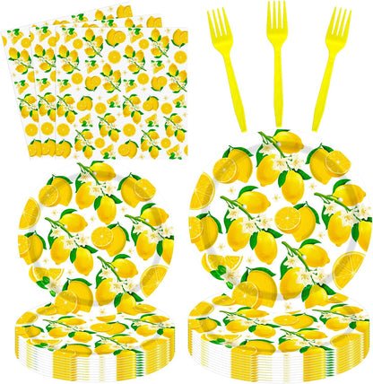 160 Pack Lemon Birthday Decorations Lemonade Theme Party Supplies Yellow Lemons Theme Tableware- Lemon Paper Plate Lemon Napkins for Lemon Theme Birthday Party Wedding Shower Supplies Serves 40