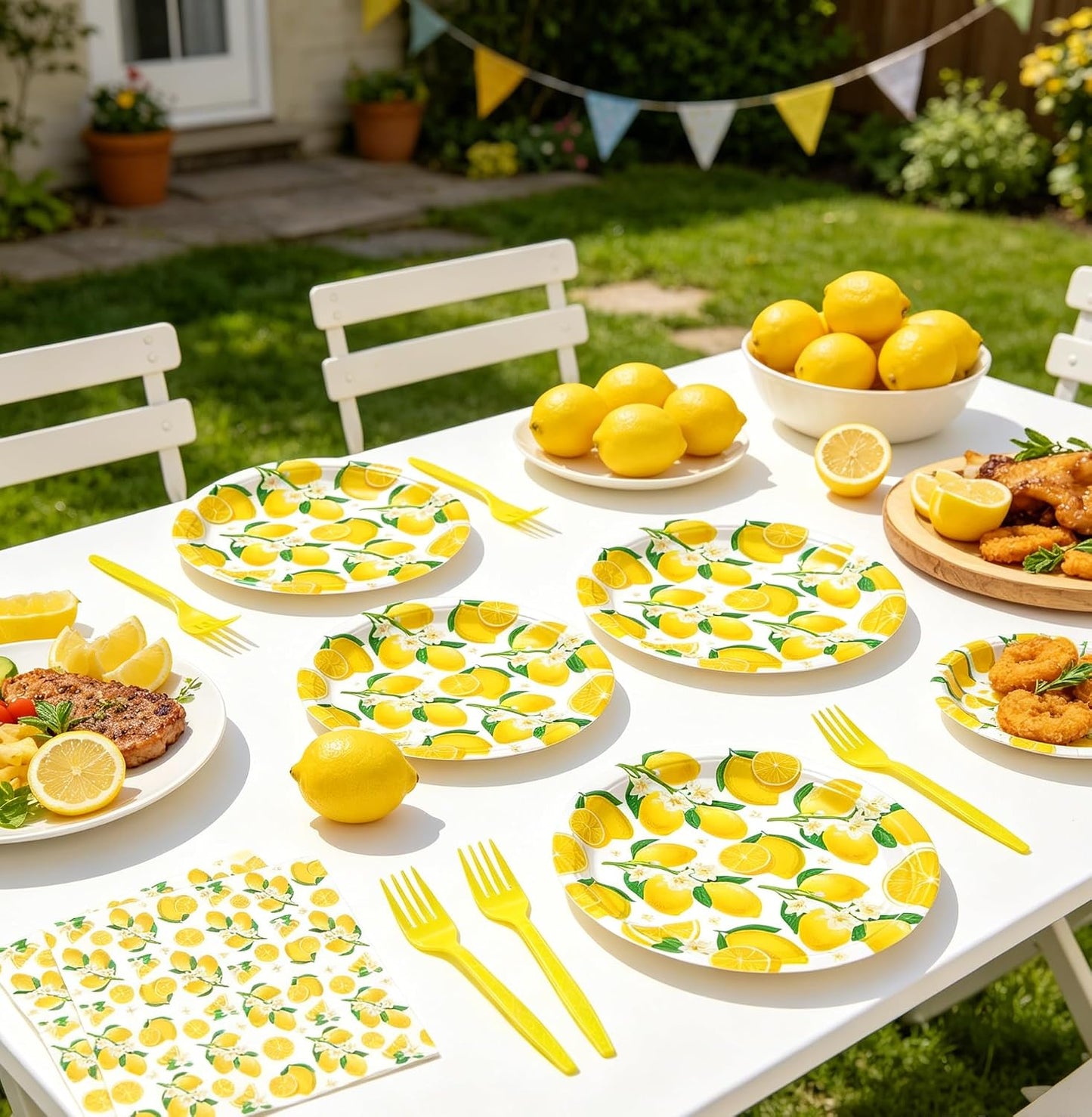 160 Pack Lemon Birthday Decorations Lemonade Theme Party Supplies Yellow Lemons Theme Tableware- Lemon Paper Plate Lemon Napkins for Lemon Theme Birthday Party Wedding Shower Supplies Serves 40