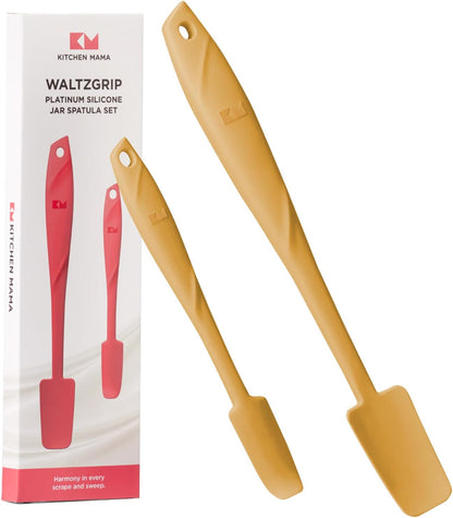 WaltzGrip Platinum Silicone Jar & Can Spatula Set, Yellow | Heat-Resistant, Dishwasher Safe, Ergonomic Grip, Perfect for Mixing and Scraping, Nonstick Cookware