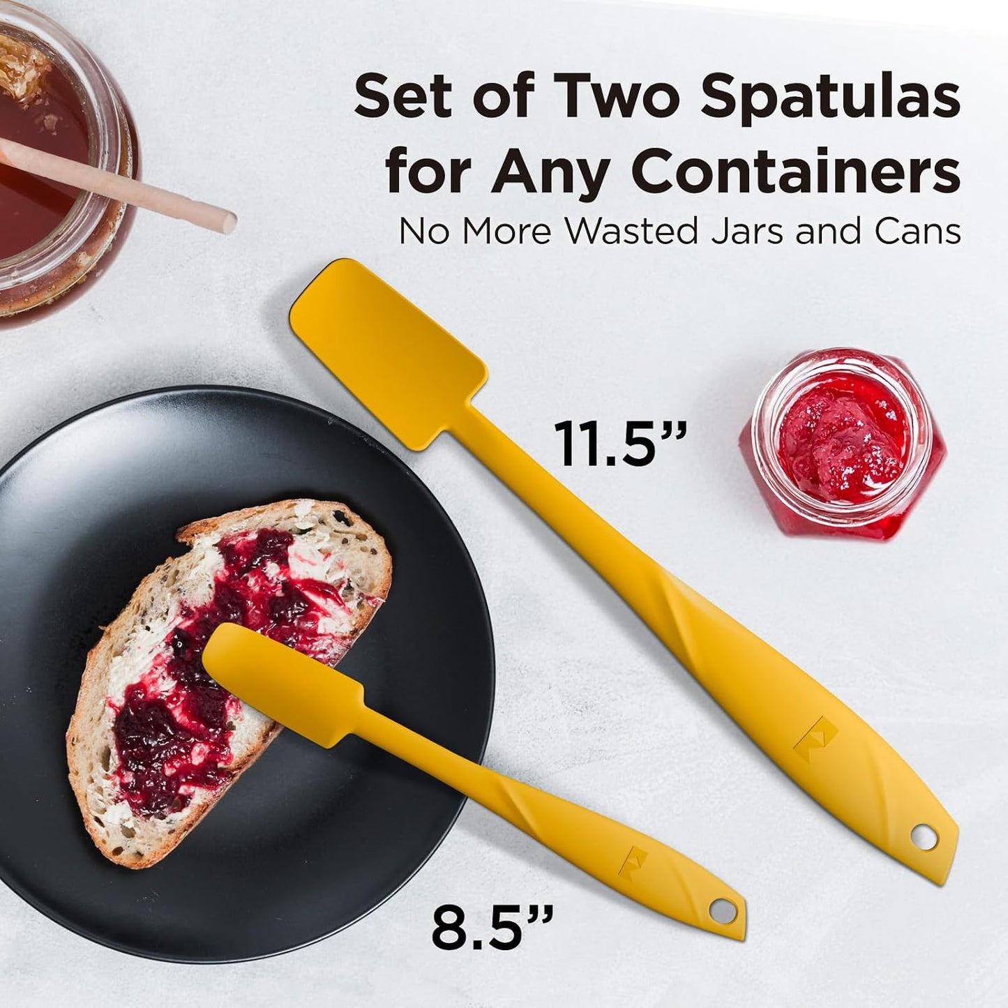 WaltzGrip Platinum Silicone Jar & Can Spatula Set, Yellow | Heat-Resistant, Dishwasher Safe, Ergonomic Grip, Perfect for Mixing and Scraping, Nonstick Cookware