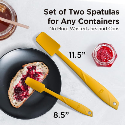 WaltzGrip Platinum Silicone Jar & Can Spatula Set, Yellow | Heat-Resistant, Dishwasher Safe, Ergonomic Grip, Perfect for Mixing and Scraping, Nonstick Cookware