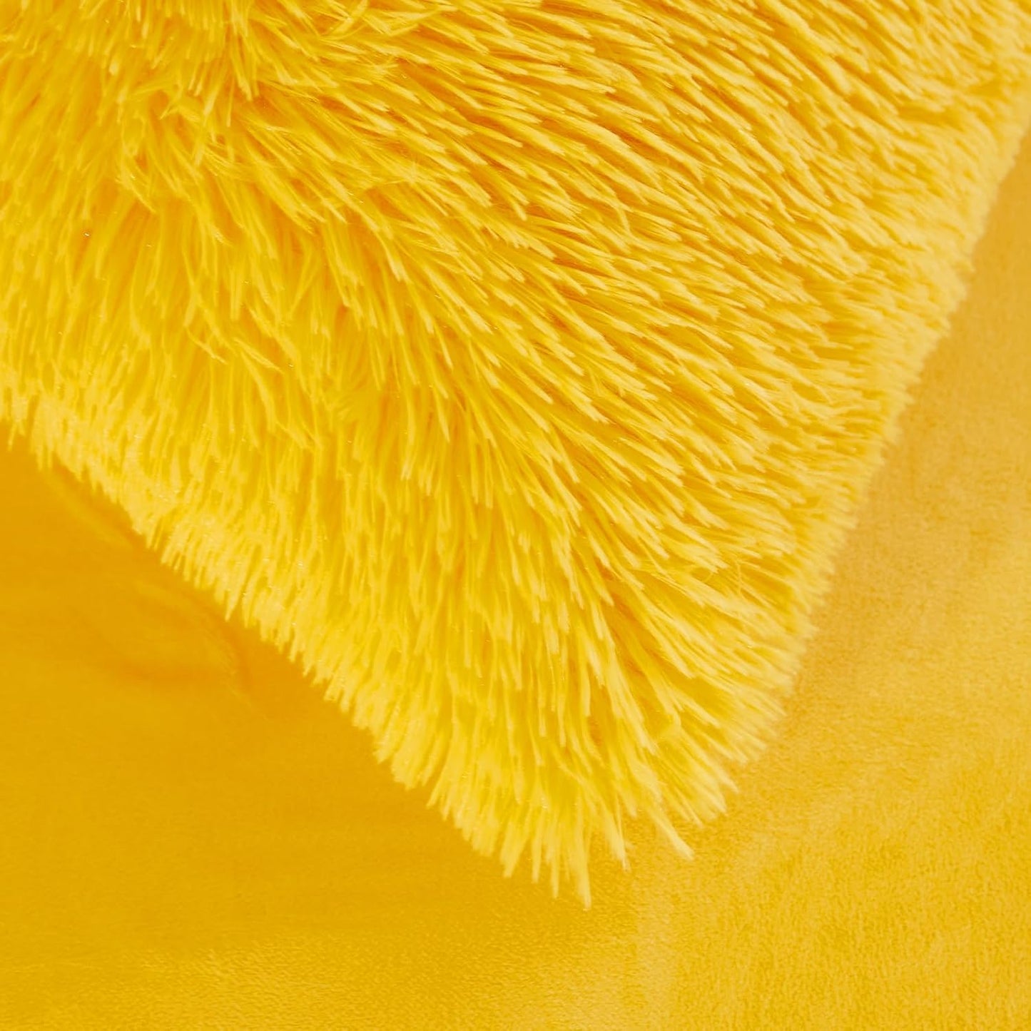 Fuzzy Yellow Comforter Cover Queen Set, Soft Furry Faux Fur Yellow Bedding Queen Set 3 Pieces (1 Plush Duvet Cover + 2 Fluffy Pillow Cases) Shaggy Bed Set, Zipper Closure