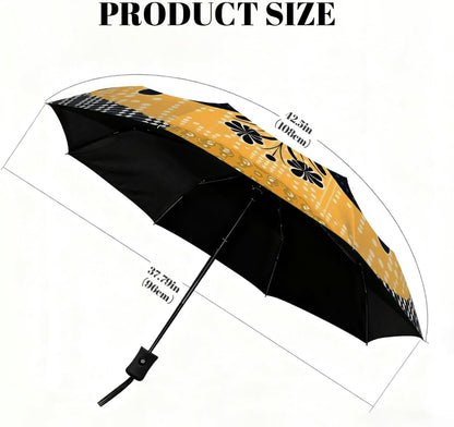 Travel Umbrella Compact Yellow Black Polka Dots Flower Rain Umbrellas Portable Automatic Umbrella for Backpack