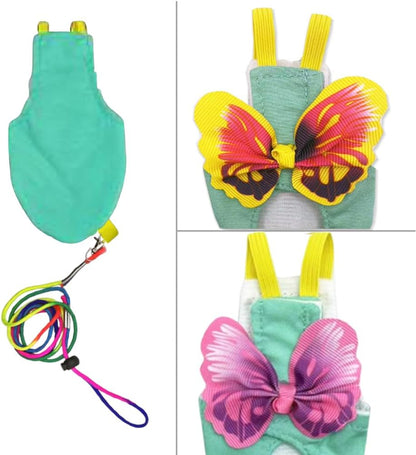 Pet Bird Diaper Harness Adjustable Parrot Harness and Leash Set Cockatiel Flight Suit with 60 Inch Leash Bow Tie Bird Flying Clothes for Conures Cockatoos Cockatiel Pigeon(Yellow, Large)