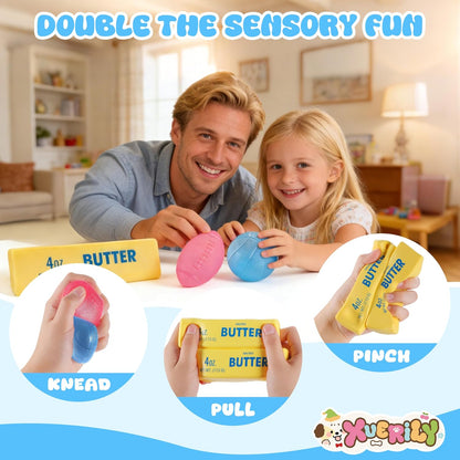 Squishy Stress Ball & Slow Rising Butter Squishy Fidget Toys Set - 4 Pack Ultra Soft Sensory Toys, Cute Taba Pack for Kids Adults, Desk Toy, Party Favors & Gift Ideas