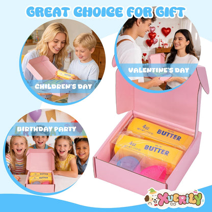 Squishy Stress Ball & Slow Rising Butter Squishy Fidget Toys Set - 4 Pack Ultra Soft Sensory Toys, Cute Taba Pack for Kids Adults, Desk Toy, Party Favors & Gift Ideas