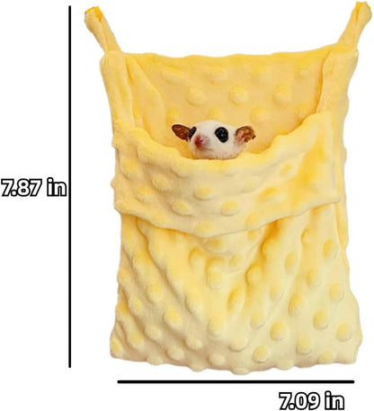Sugar Glider Bonding Pouch Carrier Bag Sling Sleep Bag with Adjustable Strap for Gliders Ferret Rat Hedgehog Hamster Small Pets (Yellow)