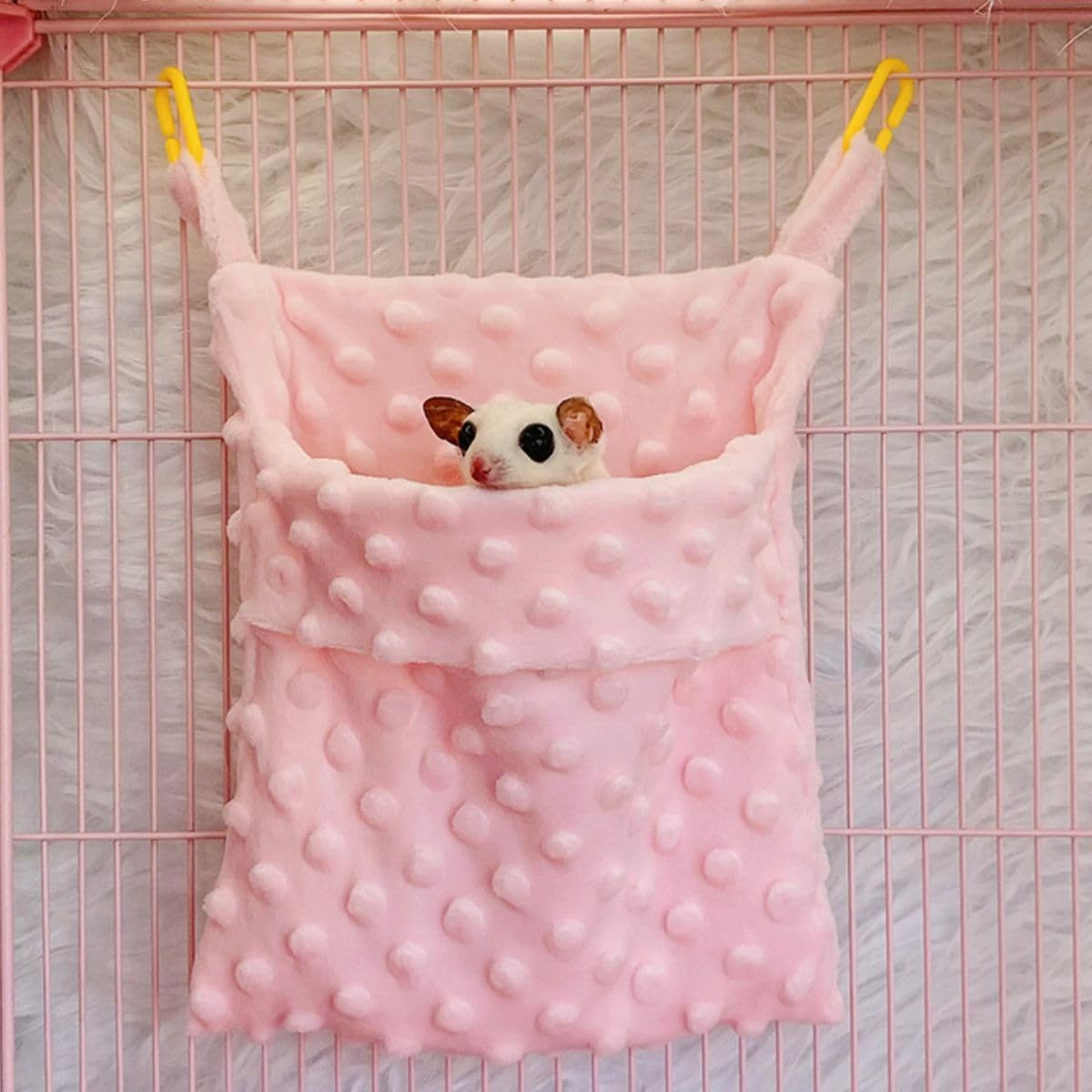 Sugar Glider Bonding Pouch Carrier Bag Sling Sleep Bag with Adjustable Strap for Gliders Ferret Rat Hedgehog Hamster Small Pets (Yellow)