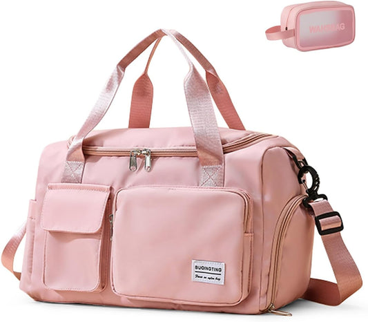 Small Gym Bag for Women, Travel Duffle Bag Carry On Weekender Bag with Shoe Compartment - Colors A
