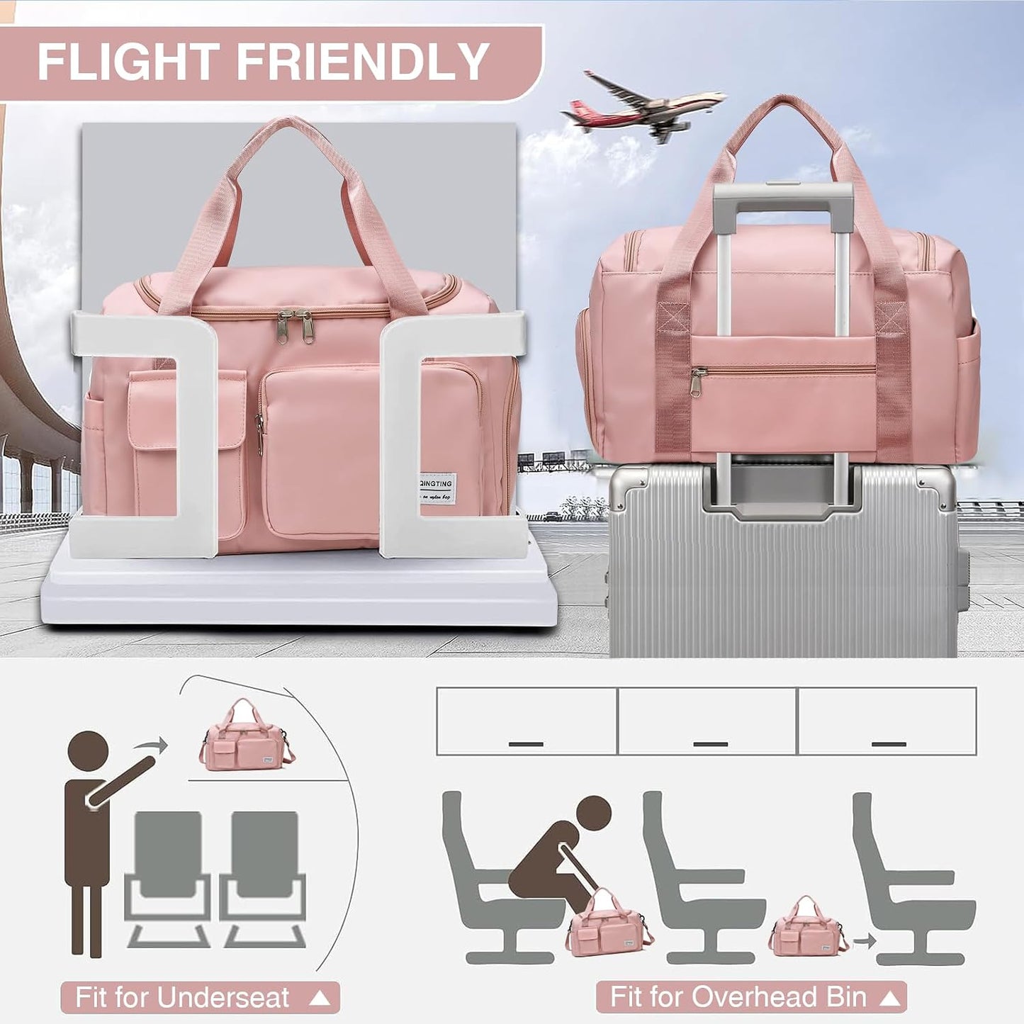 Small Gym Bag for Women, Travel Duffle Bag Carry On Weekender Bag with Shoe Compartment - Colors A