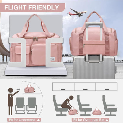 Small Gym Bag for Women, Travel Duffle Bag Carry On Weekender Bag with Shoe Compartment - Colors A