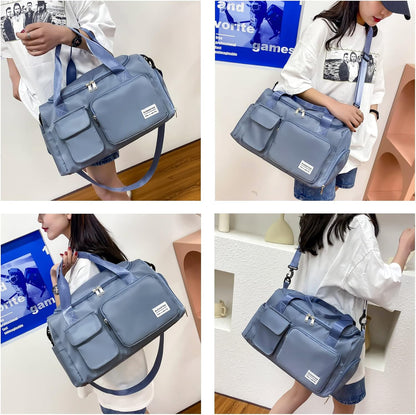 Small Gym Bag for Women, Travel Duffle Bag Carry On Weekender Bag with Shoe Compartment - Colors A