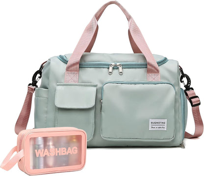 Small Gym Bag for Women, Travel Duffle Bag Carry On Weekender Bag with Shoe Compartment - Colors A