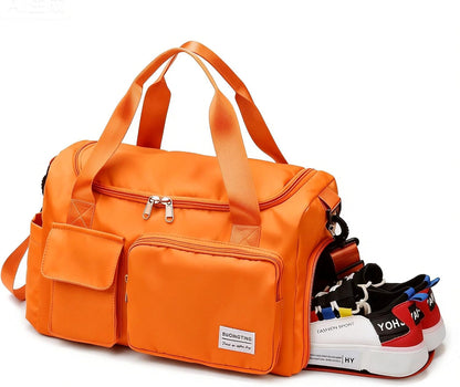 Small Gym Bag for Women, Travel Duffle Bag Carry On Weekender Bag with Shoe Compartment - Colors A