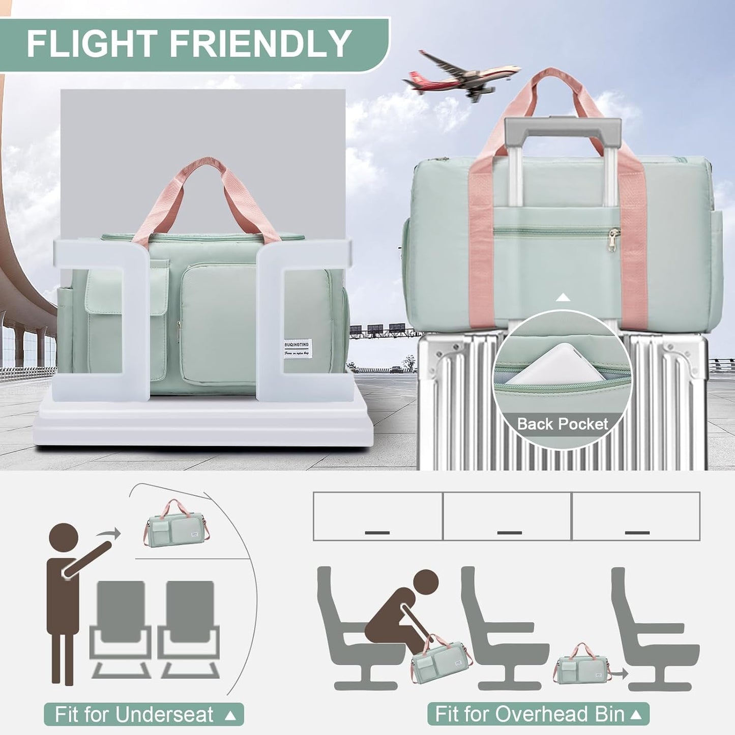 Small Gym Bag for Women, Travel Duffle Bag Carry On Weekender Bag with Shoe Compartment - Colors A