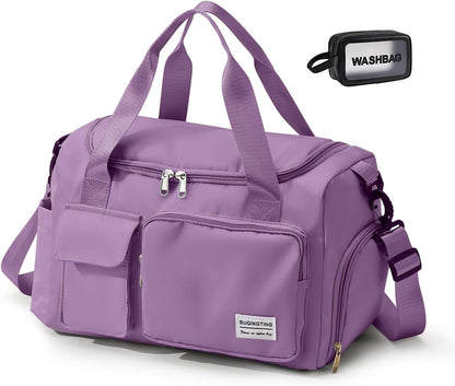 Small Gym Bag for Women, Travel Duffle Bag Carry On Weekender Bag with Shoe Compartment - Colors A