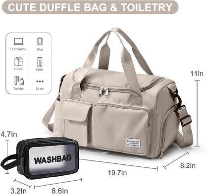 Small Gym Bag for Women, Travel Duffle Bag Carry On Weekender Bag with Shoe Compartment - Colors A