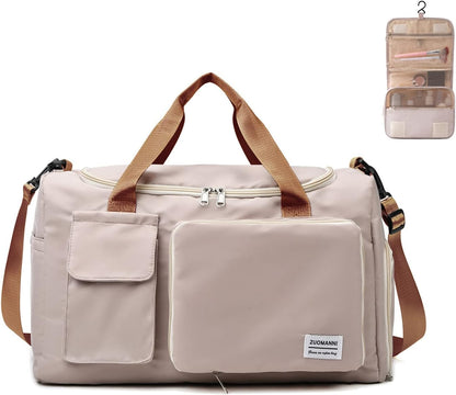 Small Gym Bag for Women, Travel Duffle Bag Carry On Weekender Bag with Shoe Compartment - Colors A