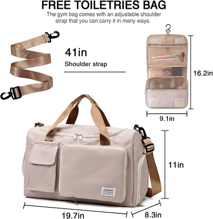 Small Gym Bag for Women, Travel Duffle Bag Carry On Weekender Bag with Shoe Compartment - Colors A