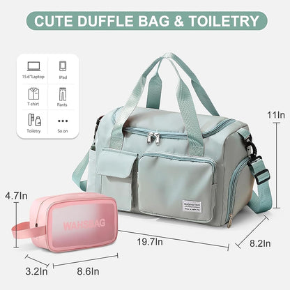 Small Gym Bag for Women, Travel Duffle Bag Carry On Weekender Bag with Shoe Compartment - Colors A