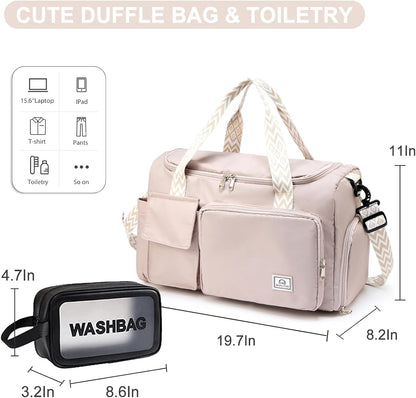 Small Gym Bag for Women, Travel Duffle Bag Carry On Weekender Bag with Shoe Compartment - Colors A