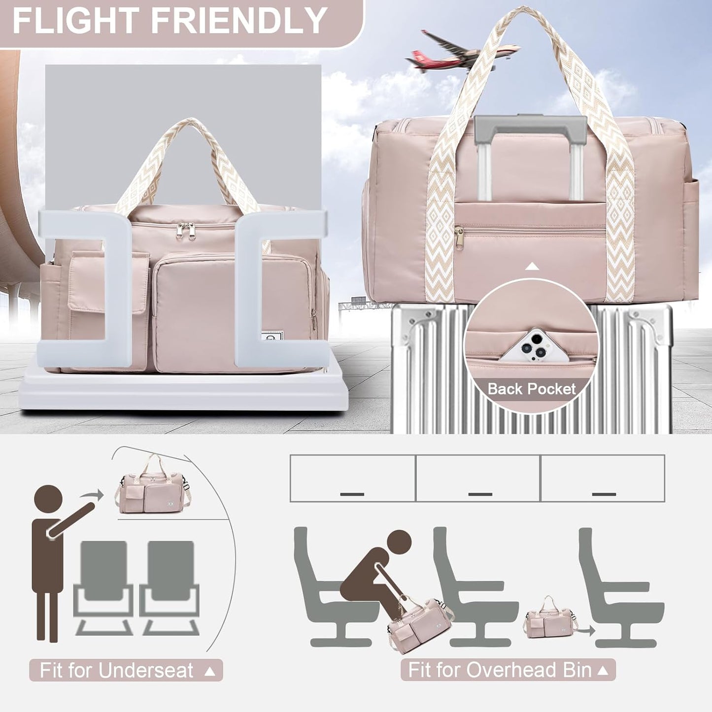 Small Gym Bag for Women, Travel Duffle Bag Carry On Weekender Bag with Shoe Compartment - Colors A