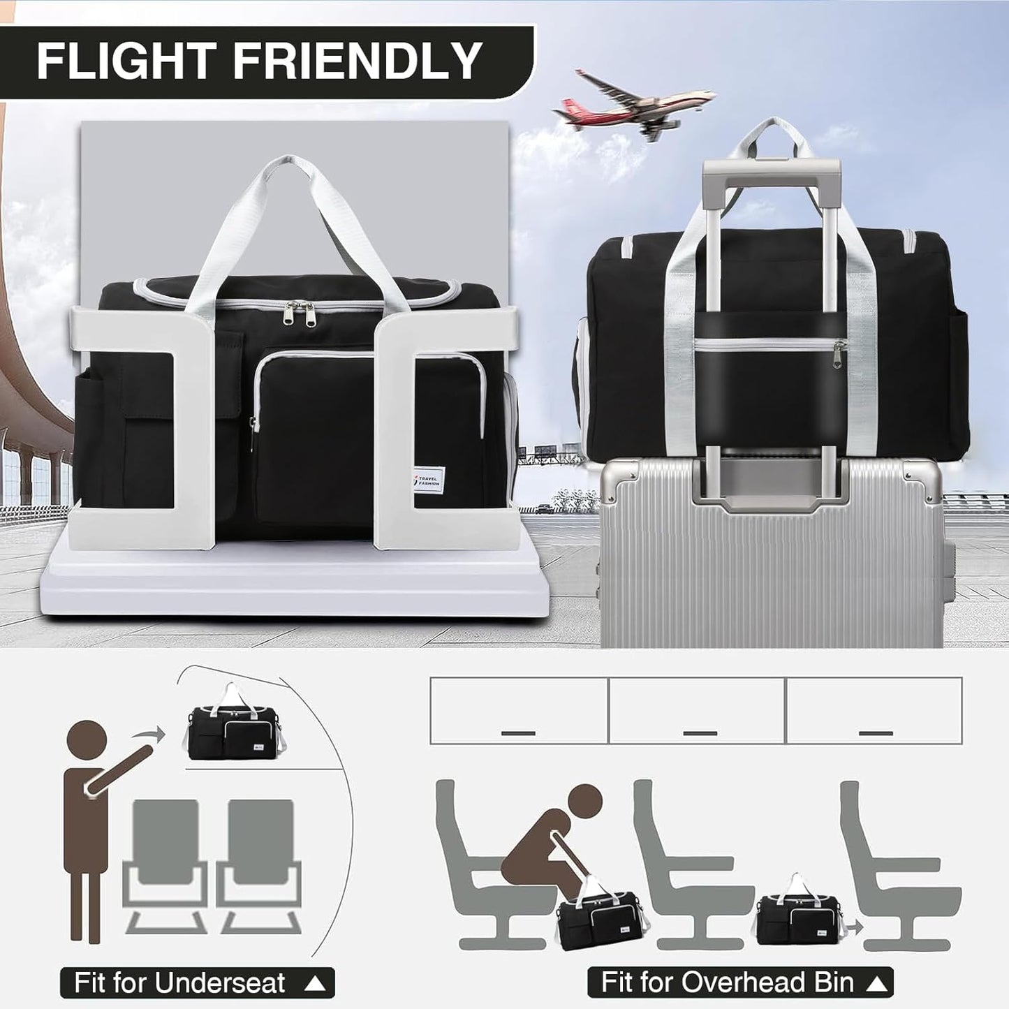 Small Gym Bag for Women, Travel Duffle Bag Carry On Weekender Bag with Shoe Compartment - Colors A