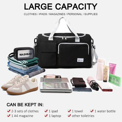 Small Gym Bag for Women, Travel Duffle Bag Carry On Weekender Bag with Shoe Compartment - Colors A