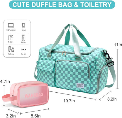 Small Gym Bag for Women, Travel Duffle Bag Carry On Weekender Bag with Shoe Compartment - Colors A