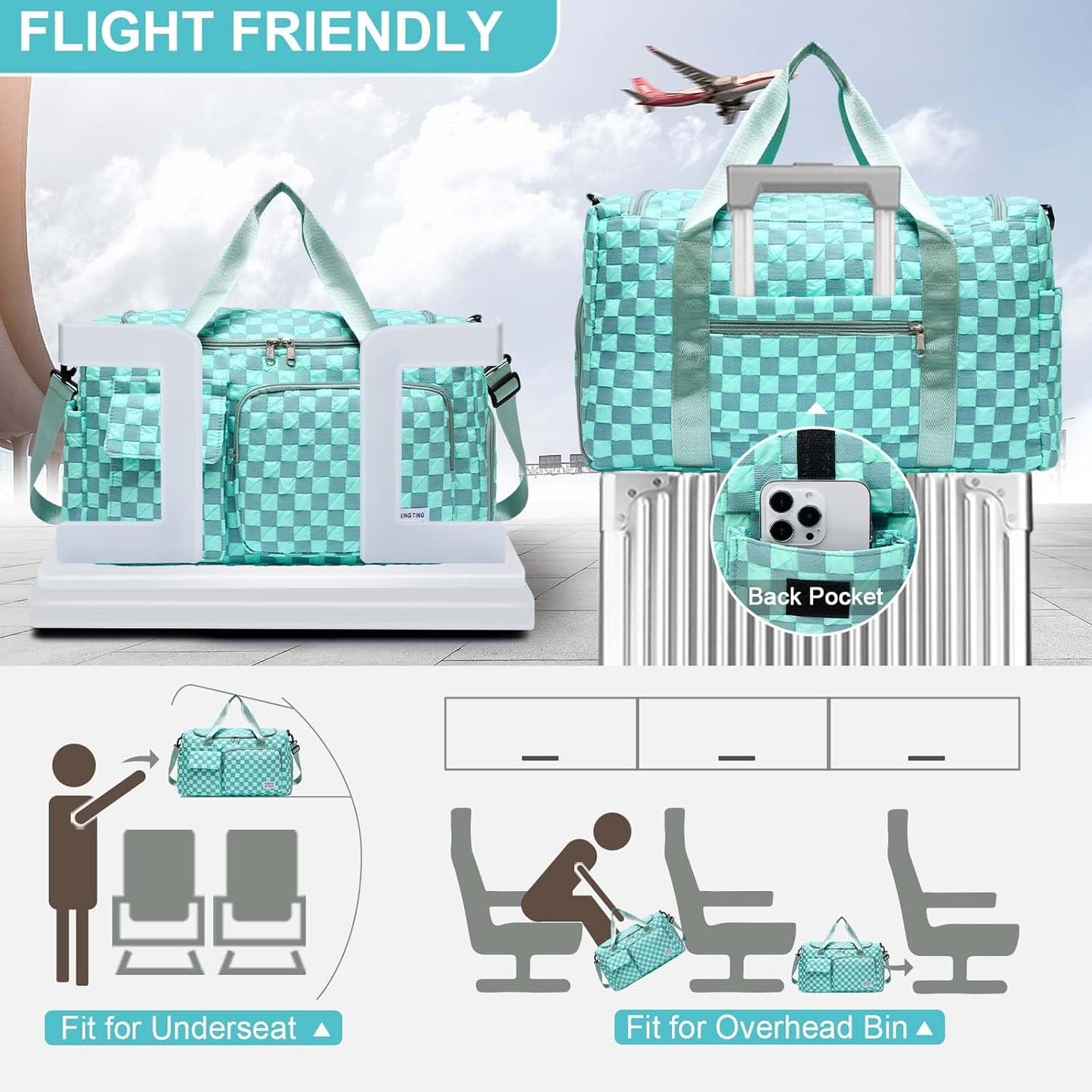 Small Gym Bag for Women, Travel Duffle Bag Carry On Weekender Bag with Shoe Compartment - Colors A