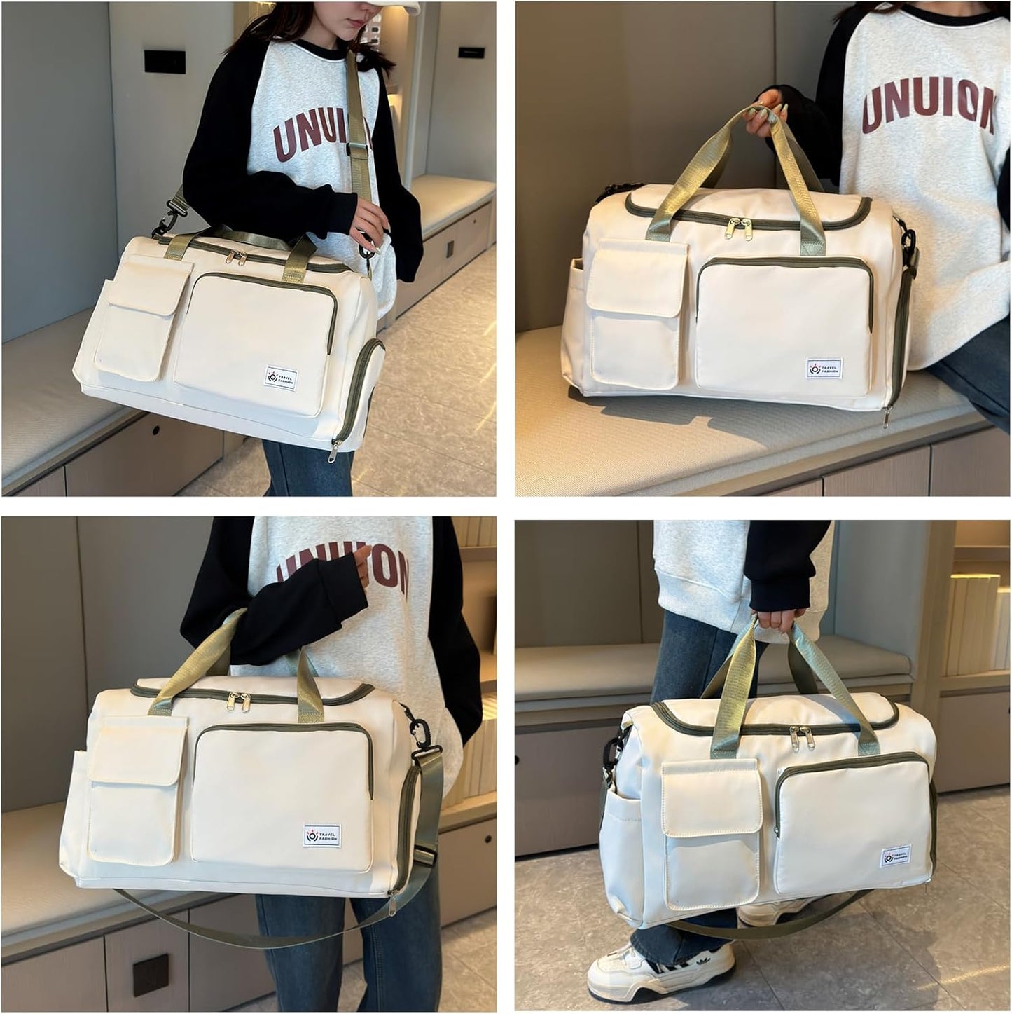 Small Gym Bag for Women, Travel Duffle Bag Carry On Weekender Bag with Shoe Compartment - Colors A