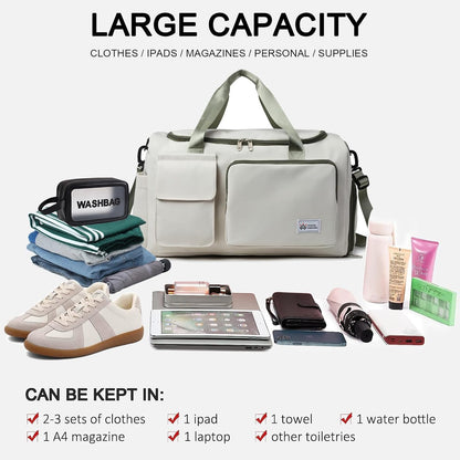 Small Gym Bag for Women, Travel Duffle Bag Carry On Weekender Bag with Shoe Compartment - Colors A