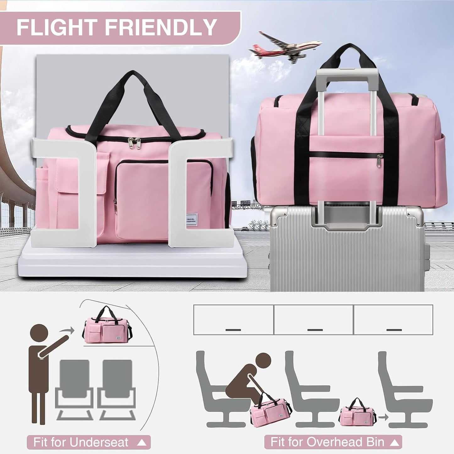 Small Gym Bag for Women, Travel Duffle Bag Carry On Weekender Bag with Shoe Compartment - Colors A
