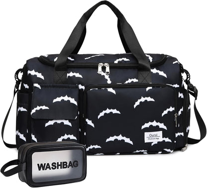 Small Gym Bag for Women, Travel Duffle Bag Carry On Weekender Bag with Shoe Compartment - Colors A