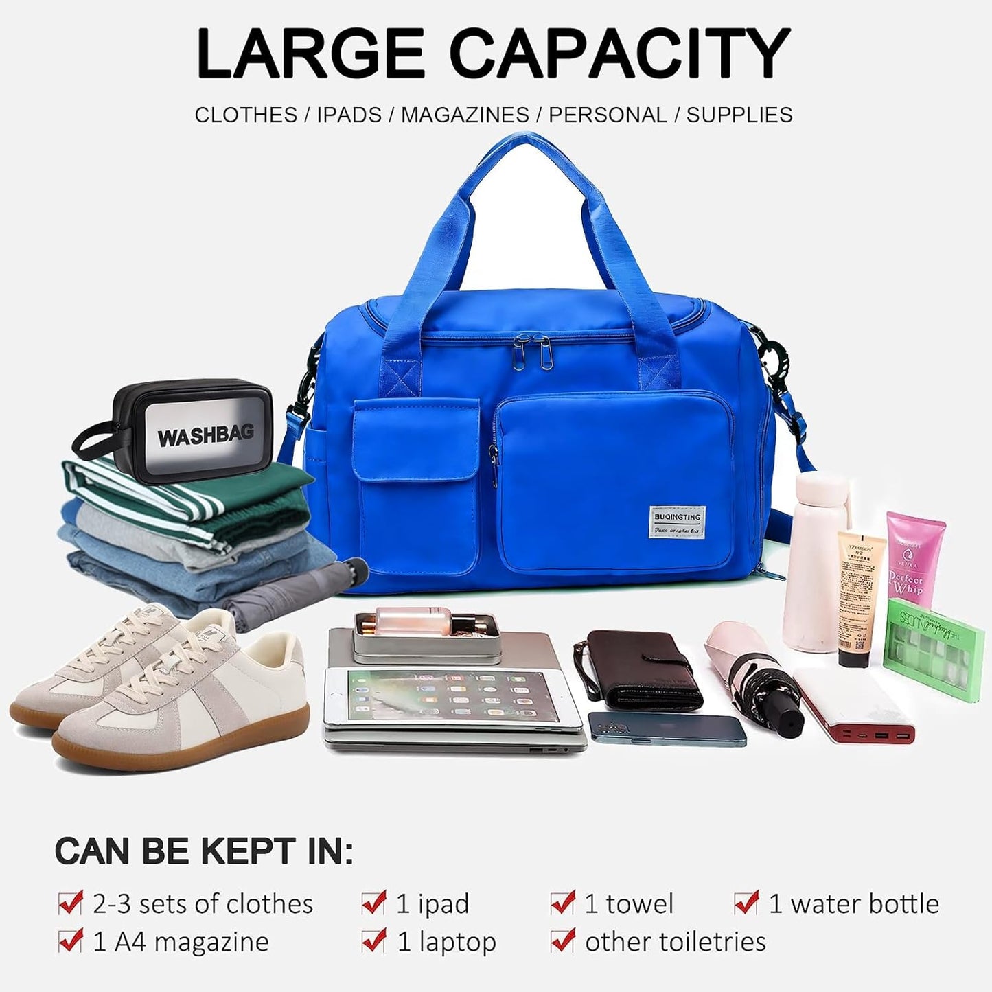 Small Gym Bag for Women, Travel Duffle Bag Carry On Weekender Bag with Shoe Compartment - Colors A