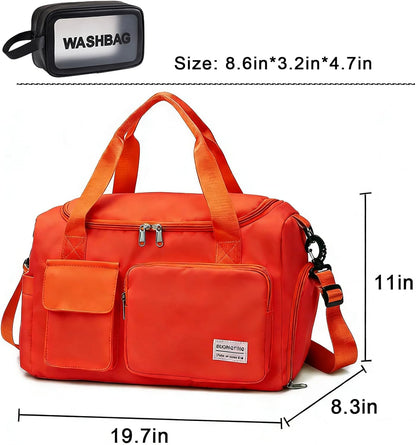 Small Gym Bag for Women, Travel Duffle Bag Carry On Weekender Bag with Shoe Compartment - Colors A
