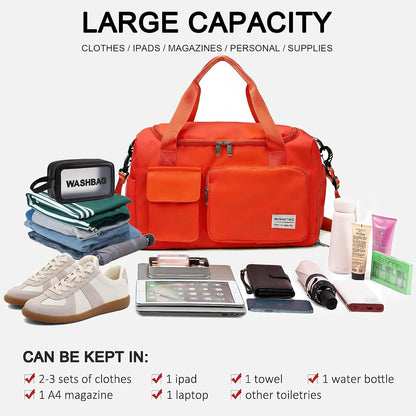 Small Gym Bag for Women, Travel Duffle Bag Carry On Weekender Bag with Shoe Compartment - Colors A