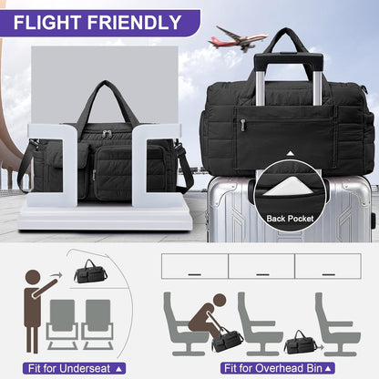 Small Gym Bag for Women, Travel Duffle Bag Carry On Weekender Bag with Shoe Compartment - Colors A