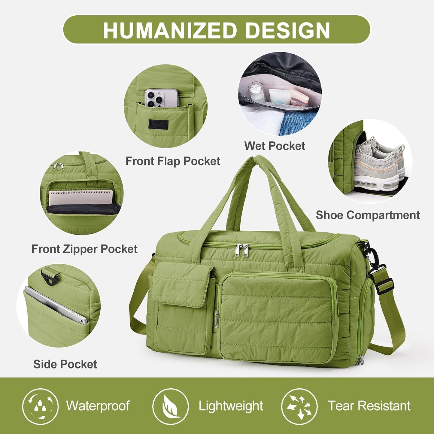 Small Gym Bag for Women, Travel Duffle Bag Carry On Weekender Bag with Shoe Compartment - Colors A
