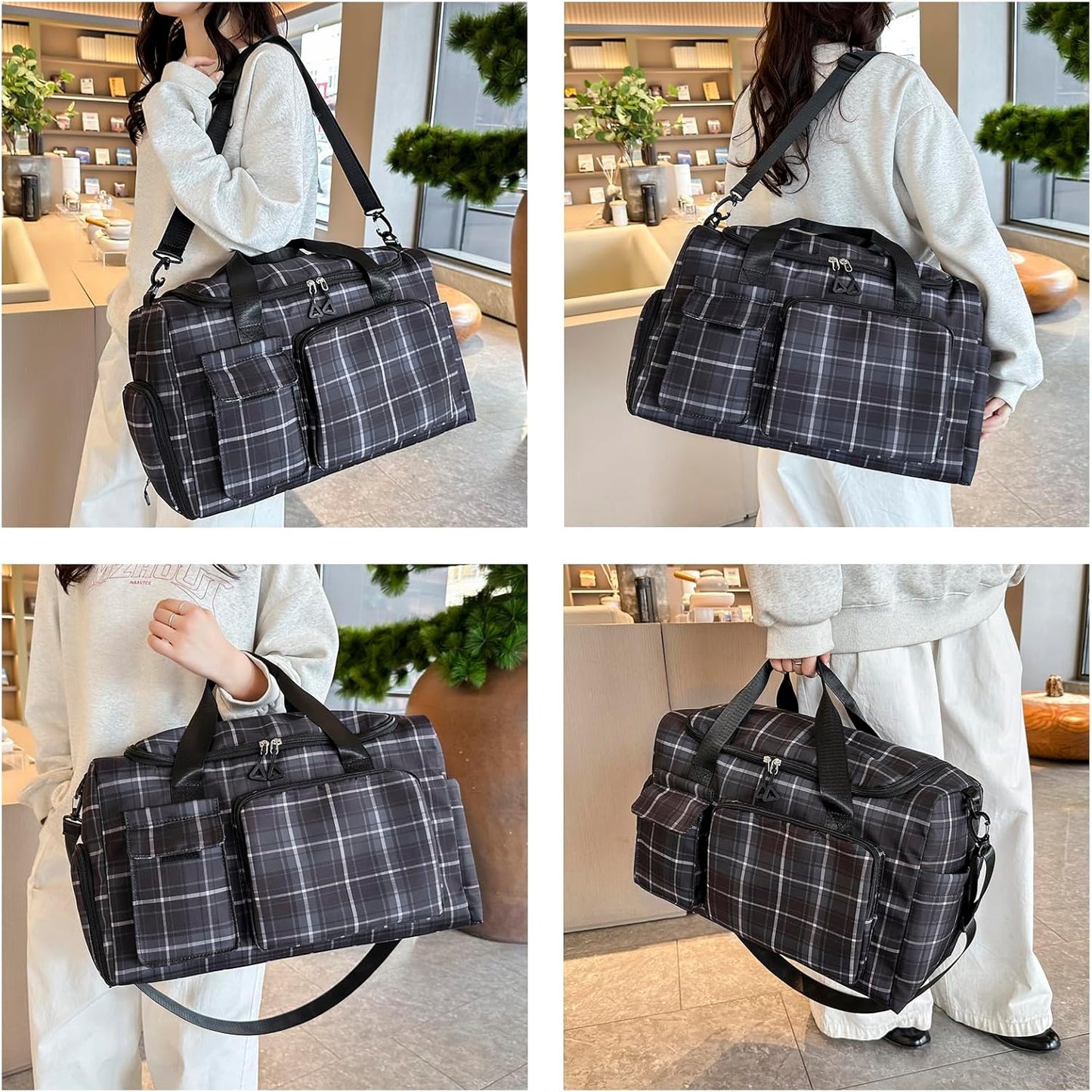 Small Gym Bag for Women, Travel Duffle Bag Carry On Weekender Bag with Shoe Compartment - Colors A
