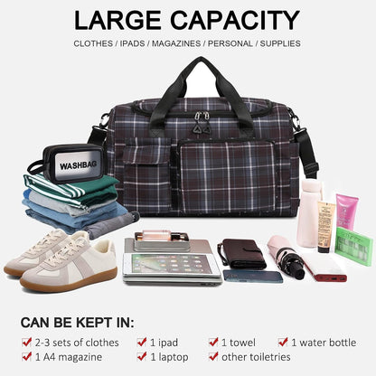 Small Gym Bag for Women, Travel Duffle Bag Carry On Weekender Bag with Shoe Compartment - Colors A